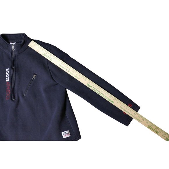 Vintage 90s Roots Athletics Canada 1/2 Zip Fleece Lined Crop Sweater Size XL - Picture 5 of 9